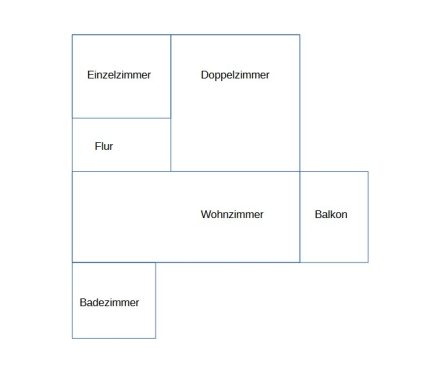 Grundriss Appartement Komfort mit Gliederung nach Zimmern